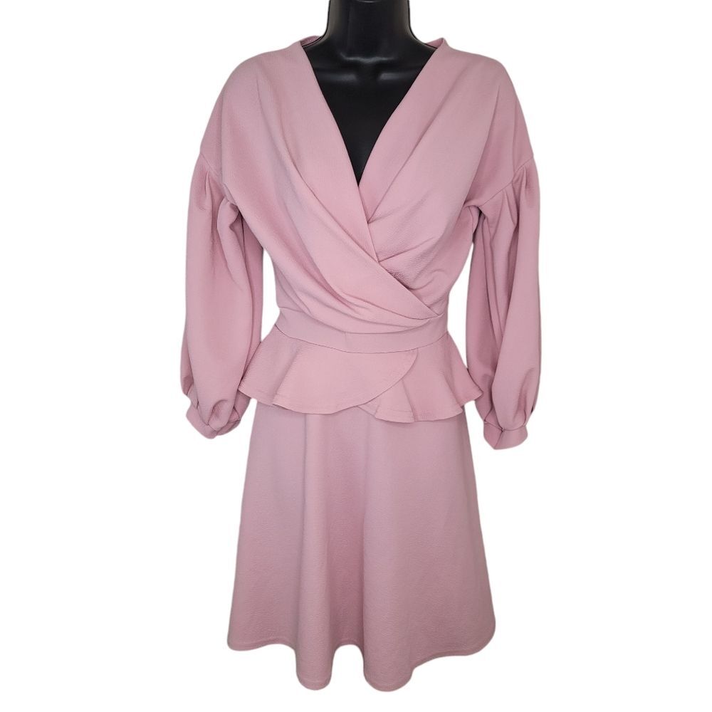 Boohoo Pink Mini Peplum dresss Size 12
